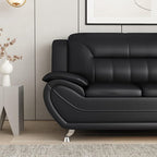Venecia Faux Leather Living Room Set- Black