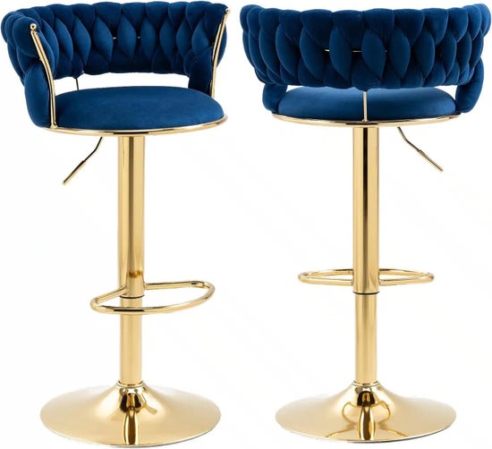The Royale Velvet Swivel Bar Stool (Set of 2)