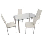 Sophy 5-Piece Modern Rectangular Glass Dining Set