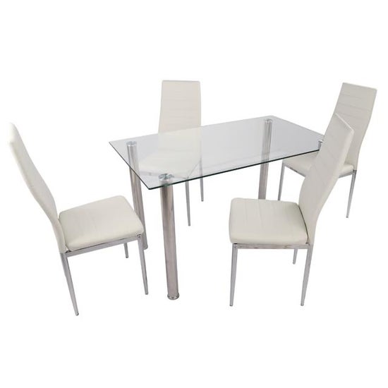 Sophy 5-Piece Modern Rectangular Glass Dining Set