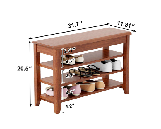 Solid Wood Entryway Shoe Rack Bench – Heavy Duty Storage
