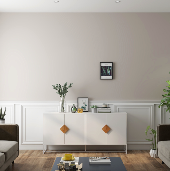 White Sideboard Storage Cabinet – Wood Accent Handles