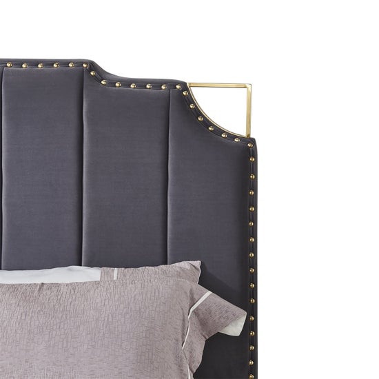 Regal Velvet Grey and Gold Bed-9906
