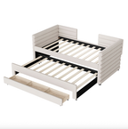 Twin Upholstered Daybed with Storage Drawers – Linen Fabric