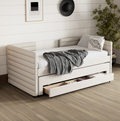 Twin Upholstered Daybed with Storage Drawers – Linen Fabric