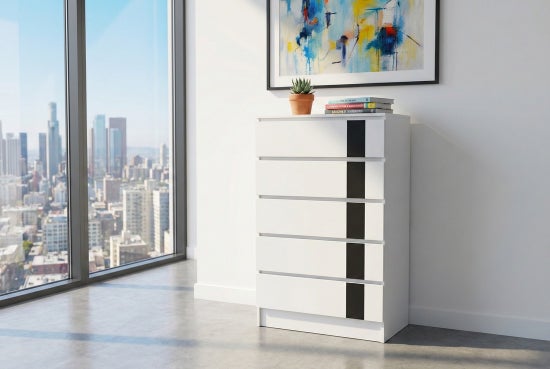 Metro Chest – White Matte with Black Accent