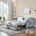 Twin Upholstered Daybed with Trundle & Storage Drawers