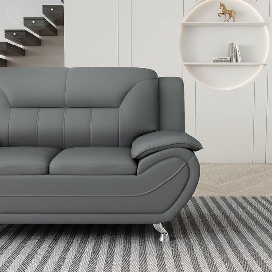 Venecia Faux Leather Living Room Set- Grey