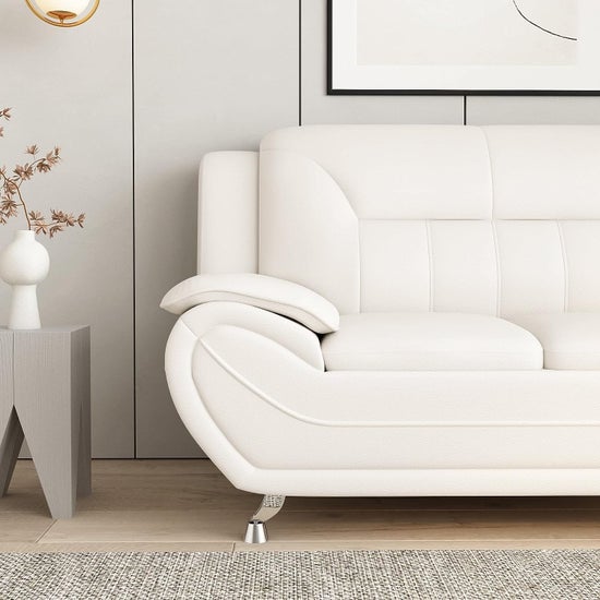 Venecia Faux Leather Living Room Set- White