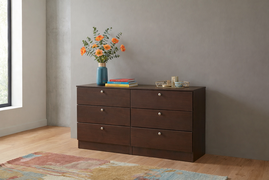 Milano 6-Drawer Dresser – Cappuccino Matte