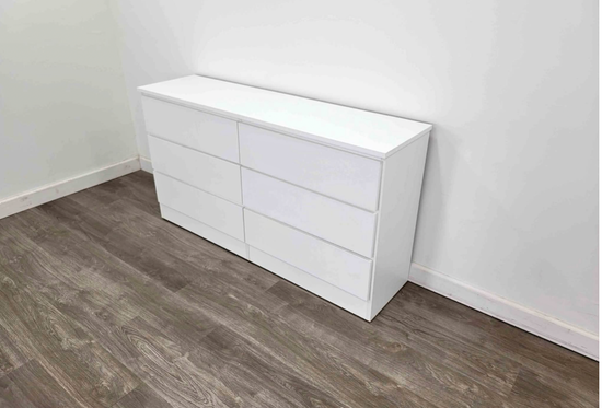 Modern White 6-Drawer Handle-Free Dresser