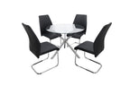 Vienna 5-Piece Modern Round Glass Dining Set
