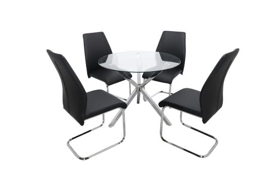 Vienna 5-Piece Modern Round Glass Dining Set