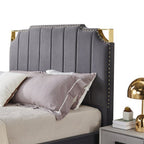 Regal Velvet Grey and Gold Bed-9906