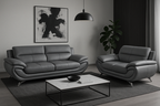Venecia Faux Leather Living Room Set- Grey