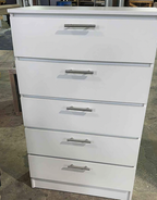 Modern White 5-Drawer Chest with Chrome Handles