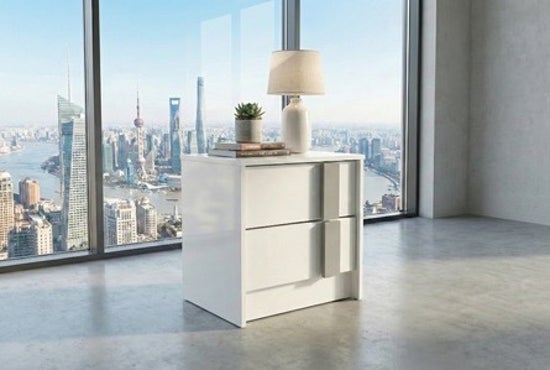 Vienna Bedroom Collection – White Glossy with Light Gray Accent