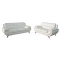 Venecia Faux Leather Living Room Set- White