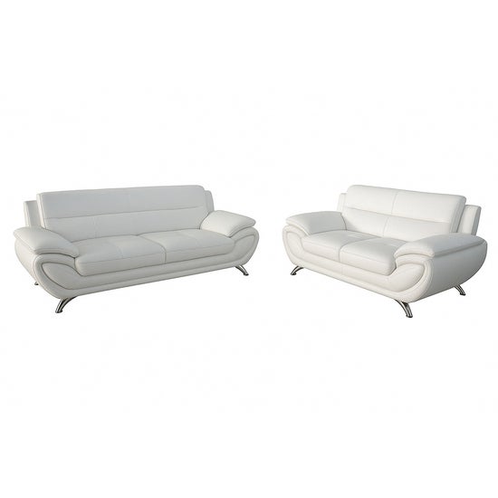 Venecia Faux Leather Living Room Set- White