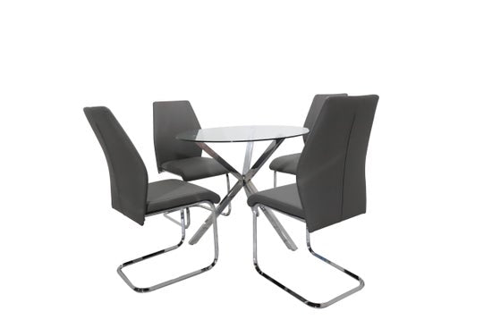 Vienna 5-Piece Modern Round Glass Dining Set