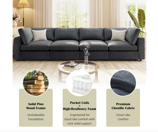 Smart Modular Sectional Sofa with USB, Storage & Bluetooth