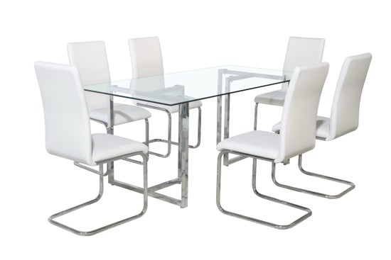Zuri 7-Piece Modern Rectangular Glass Dining Set