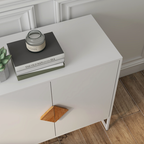 White Sideboard Storage Cabinet – Wood Accent Handles
