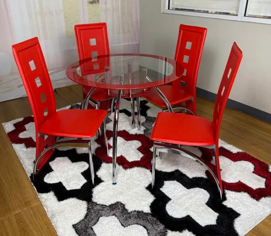 Modern Ruby 5-Piece Glass Dining Set-2014
