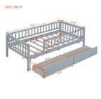 Twin Platform Storage Bed with Headboard & 2 Drawers
