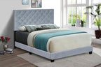 Grey Luxe Diamond Velvet Bed-9300