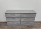 Modern Light Grey Charcoal 6-Drawer Dresser with Chrome Handles