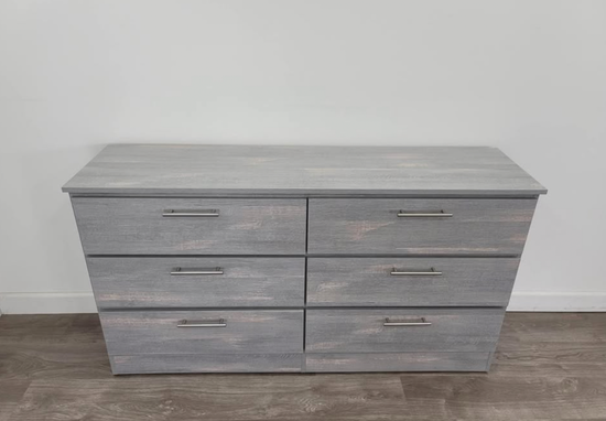 Modern Light Grey Charcoal 6-Drawer Dresser with Chrome Handles