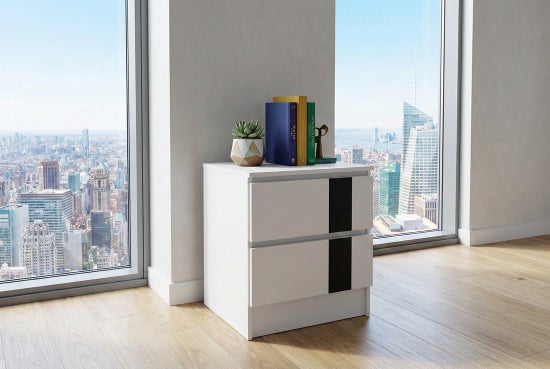 Metro Nightstand- White with Black Accent