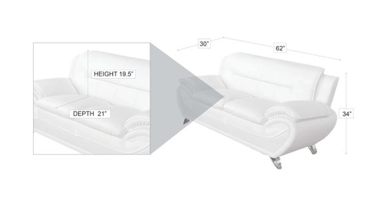 Venecia Faux Leather Living Room Set- Grey