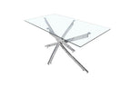 Stella Rectangular Glass Dining Table – Clear Top with Metal Base