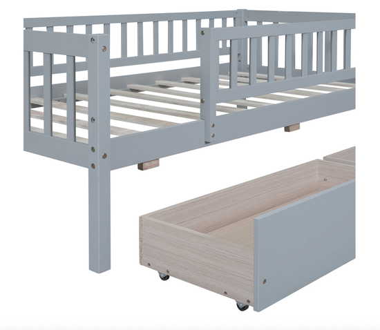 Twin Platform Storage Bed with Headboard & 2 Drawers