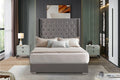 Velvet Beige Upholstered Platform Bed – Model SS8115