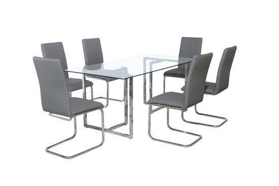Zuri 7-Piece Modern Rectangular Glass Dining Set