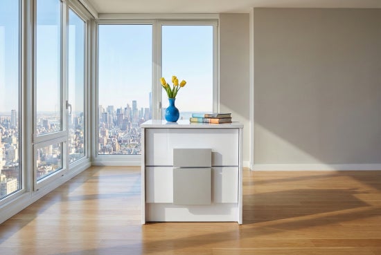 Palermo Nightstand – White Glossy with Light Gray Accent