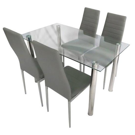 Sophy 5-Piece Modern Rectangular Glass Dining Set