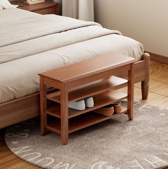 Solid Wood Entryway Shoe Rack Bench – Heavy Duty Storage