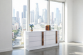 Vienna 6-Drawer Dresser – White Glossy / Caramel Accent