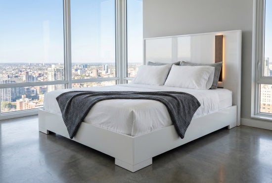 Vienna Bedroom Collection – White Glossy with Caramel Accent