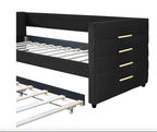 Twin Black Velvet Daybed with Trundle & Gold Accents