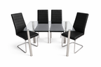 Tory 5-Piece Modern Rectangular Glass Dining Set