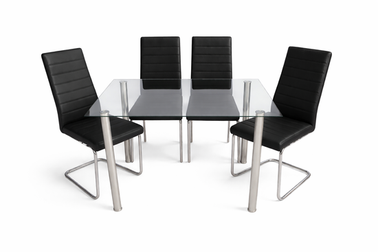 Tory 5-Piece Modern Rectangular Glass Dining Set