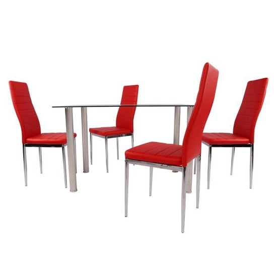 Sophy 5-Piece Modern Rectangular Glass Dining Set