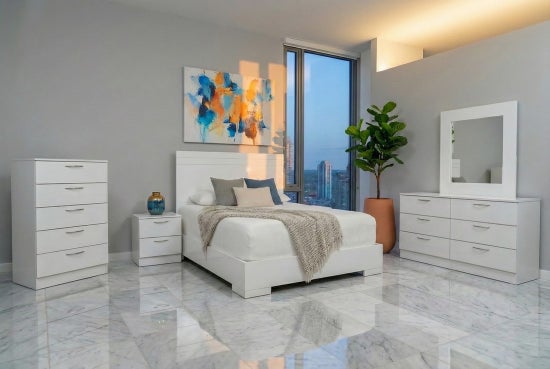 Allegro Bedroom Collection 7pcs – Matte White