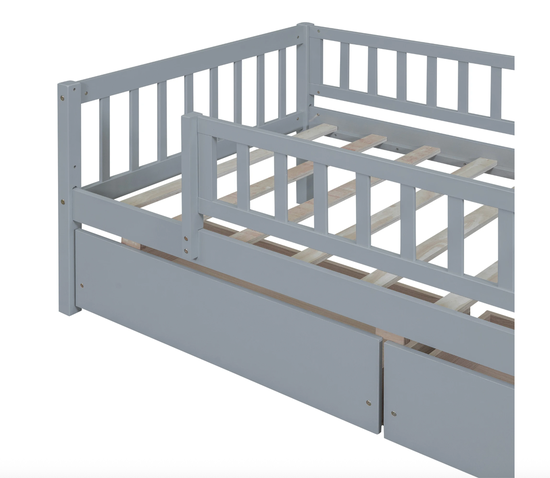 Twin Platform Storage Bed with Headboard & 2 Drawers