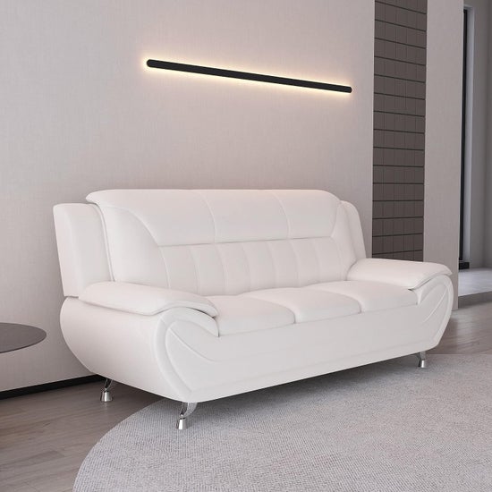 Venecia Faux Leather Living Room Set- White